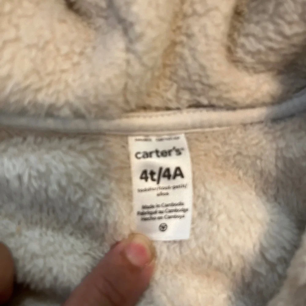 Carters Toddler‎ Boys Girls Gray Sherpa Lined Zip Up Hoodie Jacket 4T 2M068810
